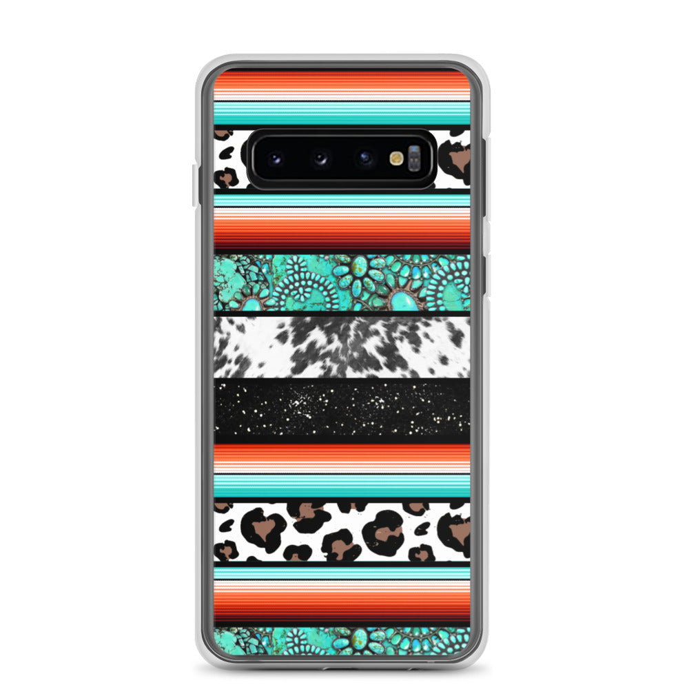 Western Pattern Serape Boho Cheetah Turquoise Cow Print Samsung Case