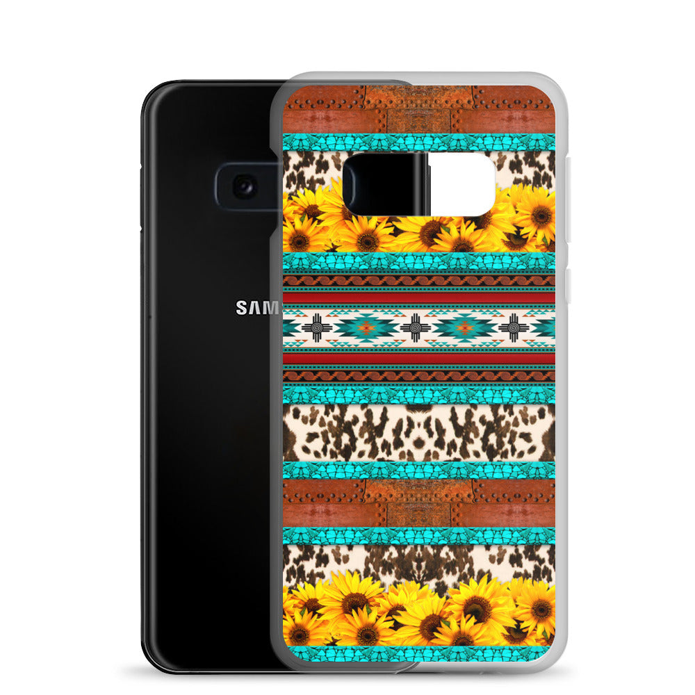 Cowhide Sunflower Western Pattern Samsung Case