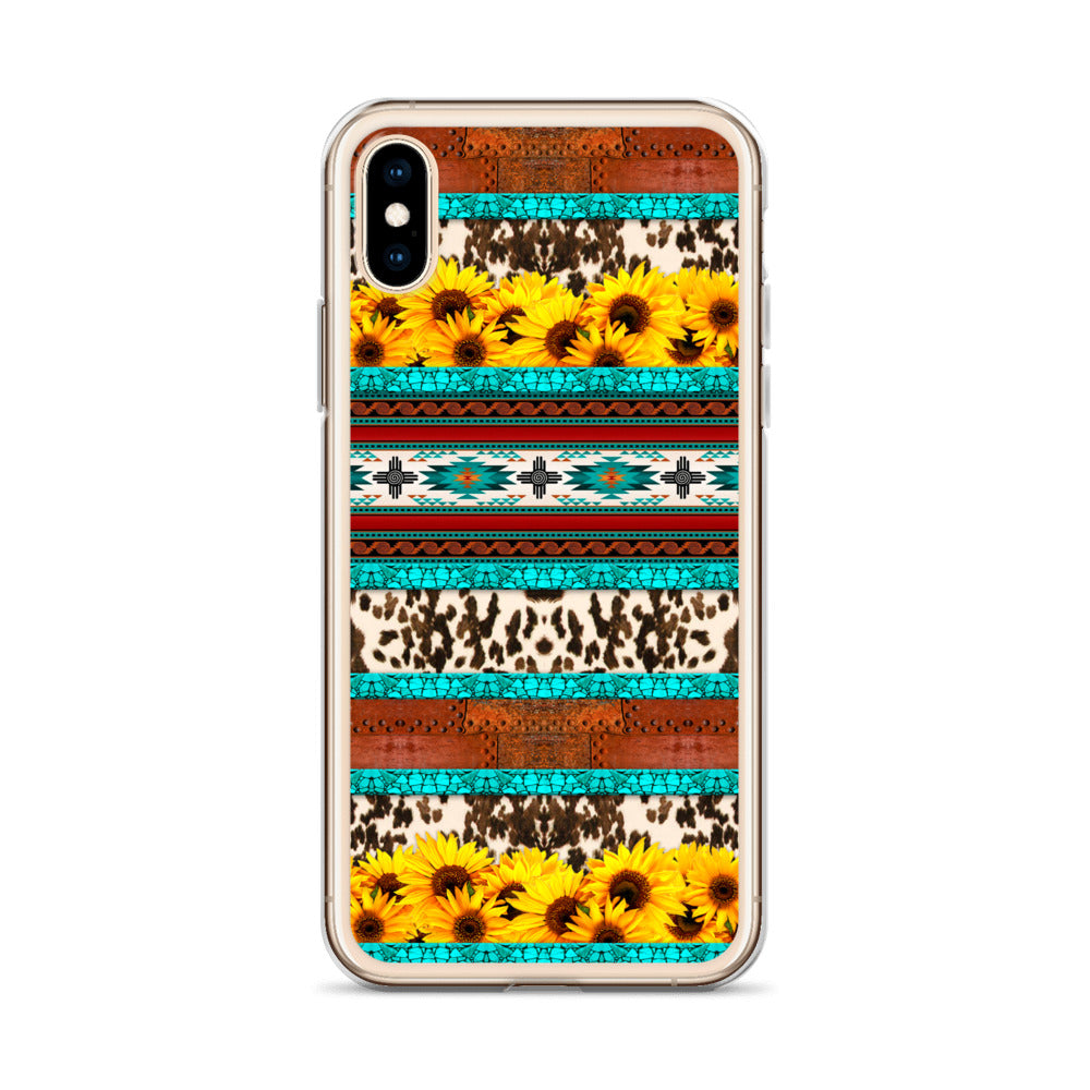 Cowhide Sunflower Western Pattern Case, Western , Yee Haw, Cowgirl, howdy honey Phone Case