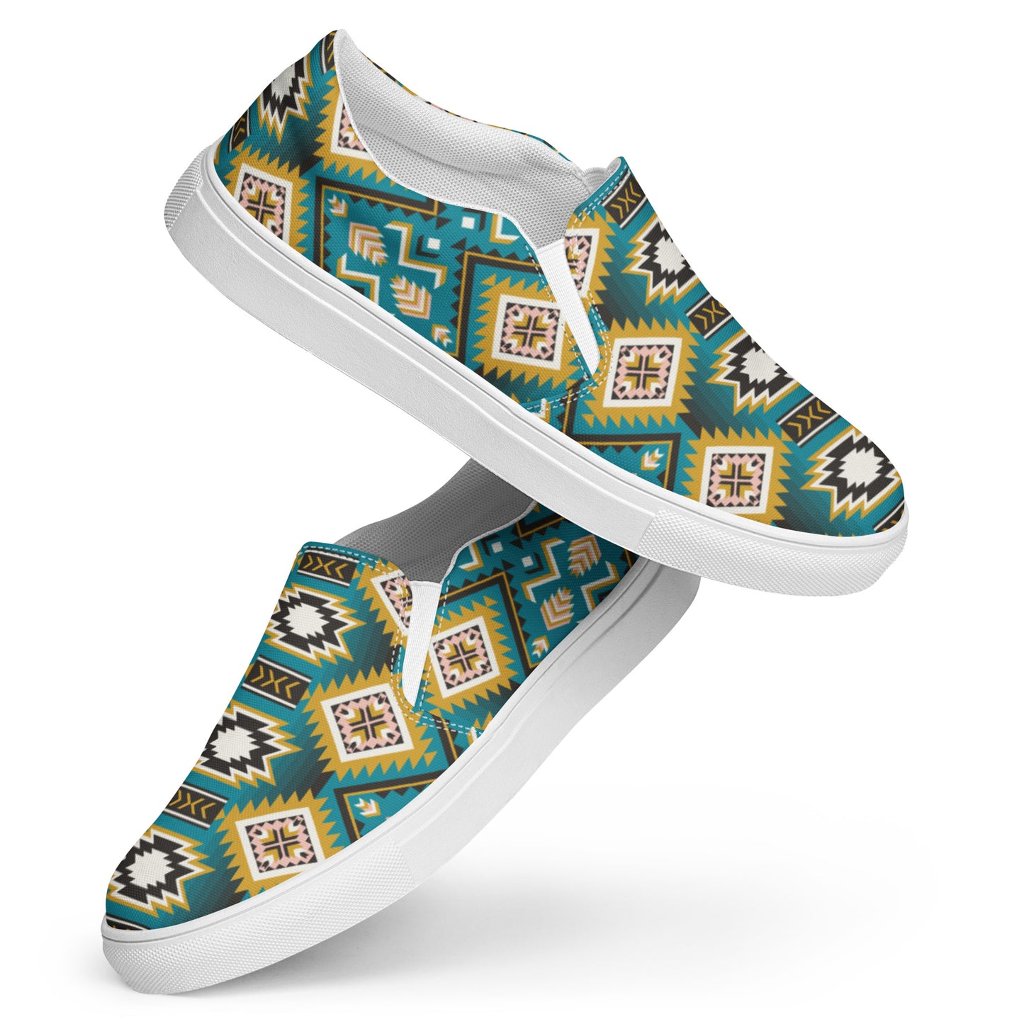 Western native American Indian Aztec geometric pattern Women’s slip-on canvas shoes